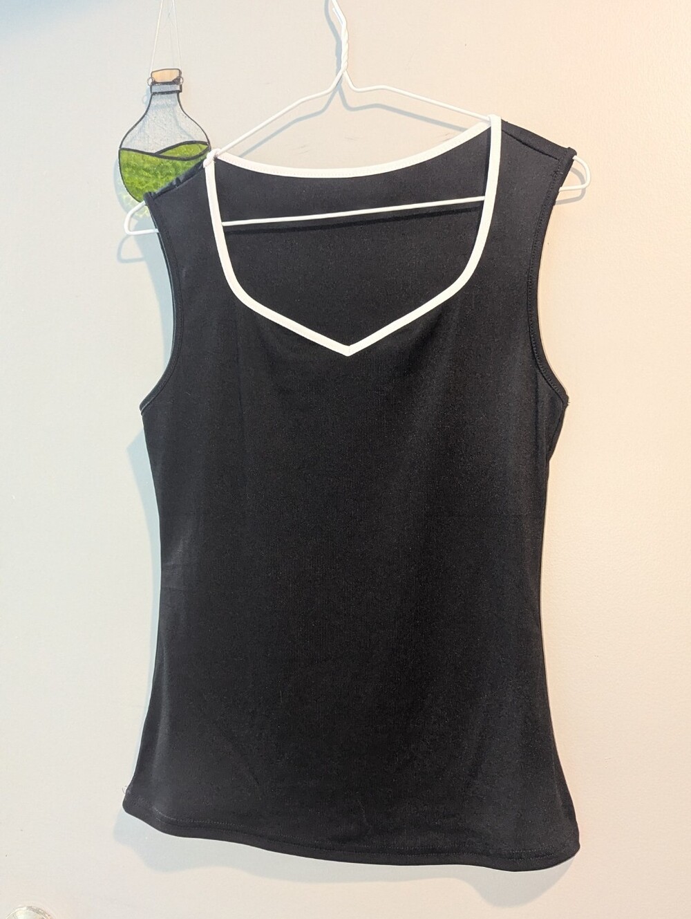 Classic Black Sleeveless Tank with White Trim